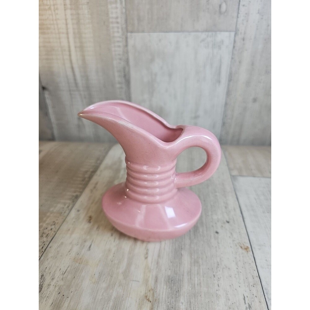 Vintage Pink Ceramic Pitcher 4" Mid Century USA Creamer Vase